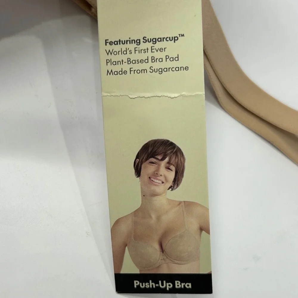 No Boundaries Sugarcup Push‎ Up Bra 36DD Toasted Almond Floral Lace New